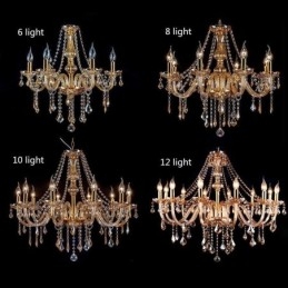 Europese kristallen kroonluchter luxe amberkleurige hanglamp