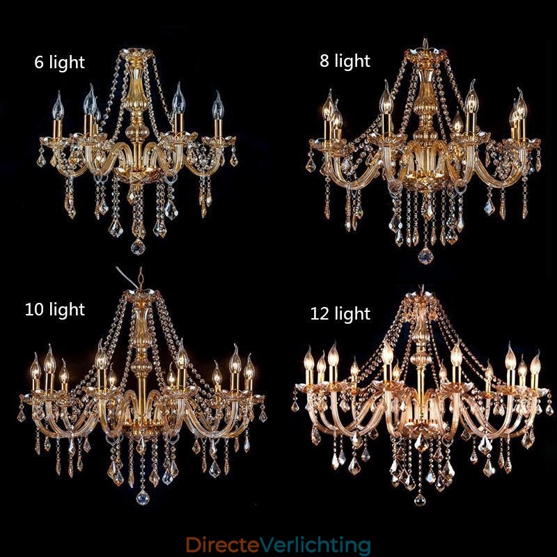 Europese kristallen kroonluchter luxe amberkleurige hanglamp
