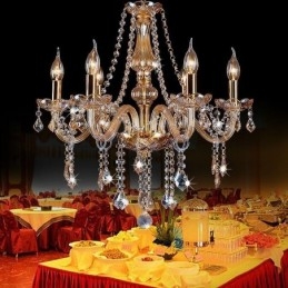 Europese kristallen kroonluchter luxe amberkleurige hanglamp