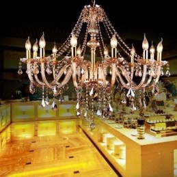 Europese kristallen kroonluchter luxe amberkleurige hanglamp
