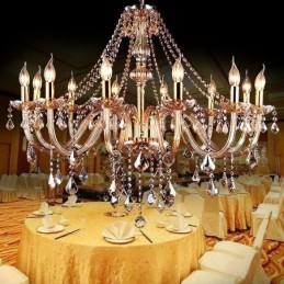 Europese kristallen kroonluchter luxe amberkleurige hanglamp