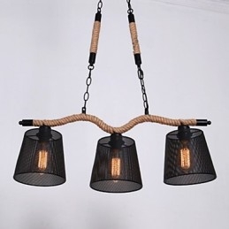 Retro creatieve drie pastorale hoofd touw kroonluchter