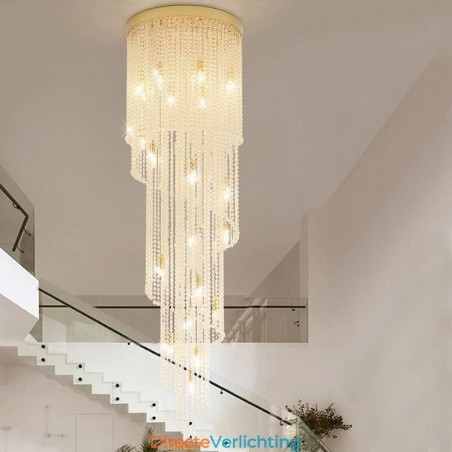 Moderne kristallen kroonluchter luxe trap kristallen plafondlamp met 19 lampen Moderne kristallen kroonluchter luxe trap kristallen plafondlamp met 19 lampen
