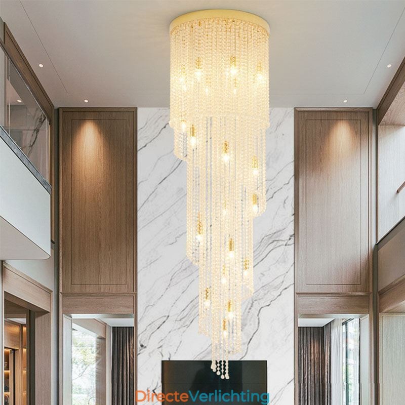 Moderne kristallen kroonluchter luxe trap kristallen plafondlamp met 19 lampen