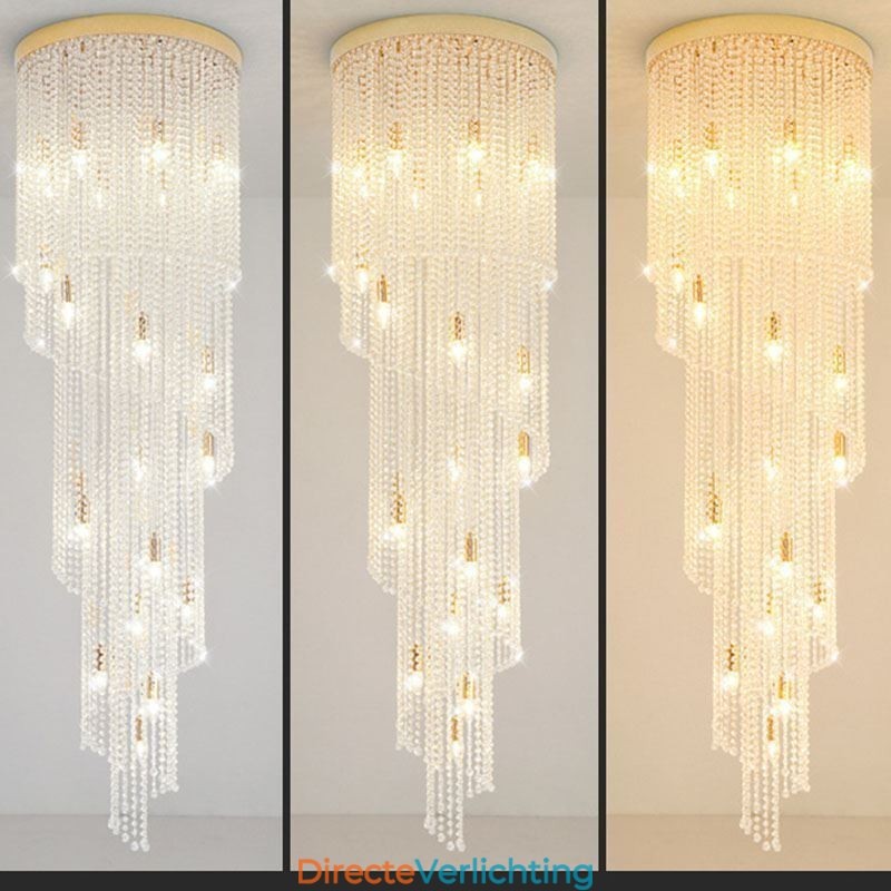 Moderne kristallen kroonluchter luxe trap kristallen plafondlamp met 19 lampen