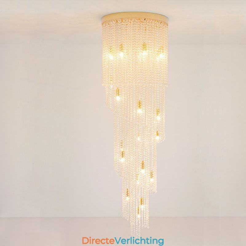 Moderne kristallen kroonluchter luxe trap kristallen plafondlamp met 19 lampen