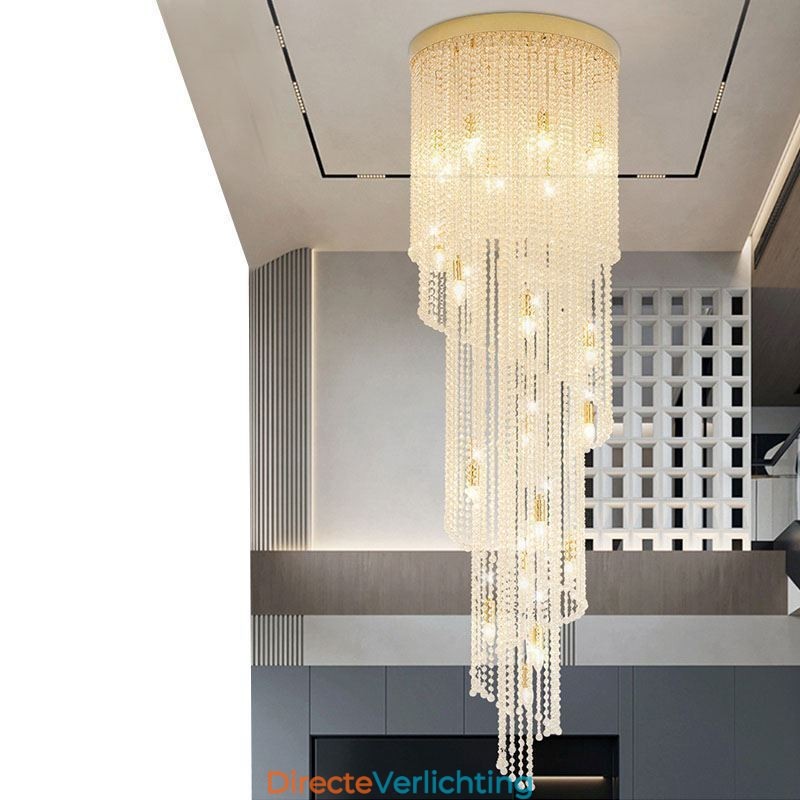 Moderne kristallen kroonluchter luxe trap kristallen plafondlamp met 19 lampen