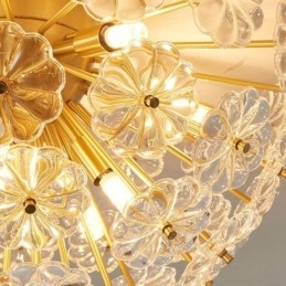 Halfronde glazen plafondlamp in de vorm van een bloem, modern decoratief