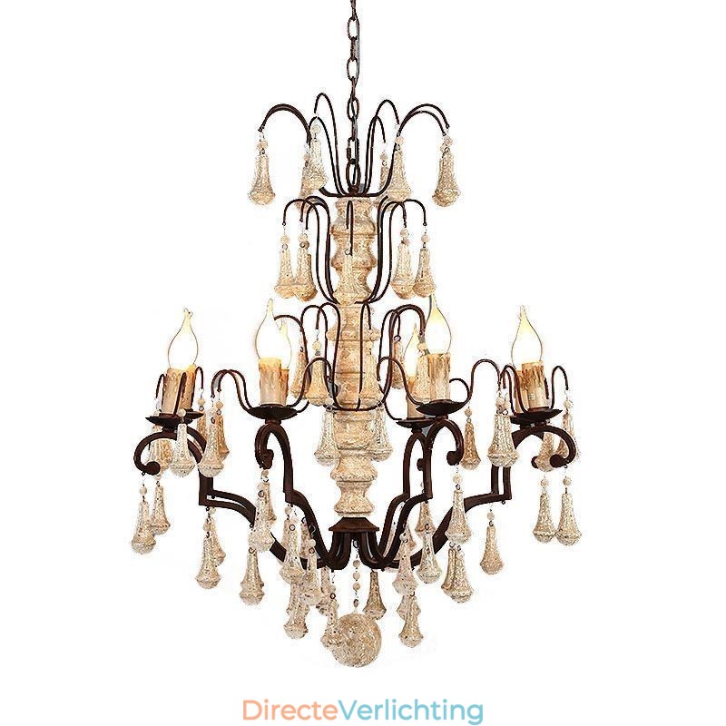 Retro Stijl Houten Hanglamp Elegante Kroonluchter