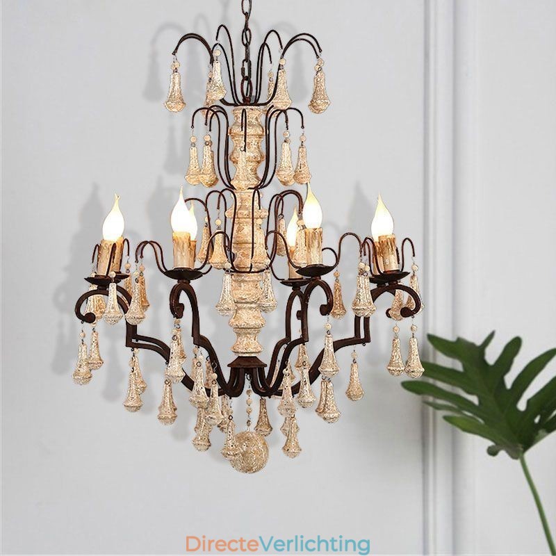 Retro Stijl Houten Hanglamp Elegante Kroonluchter