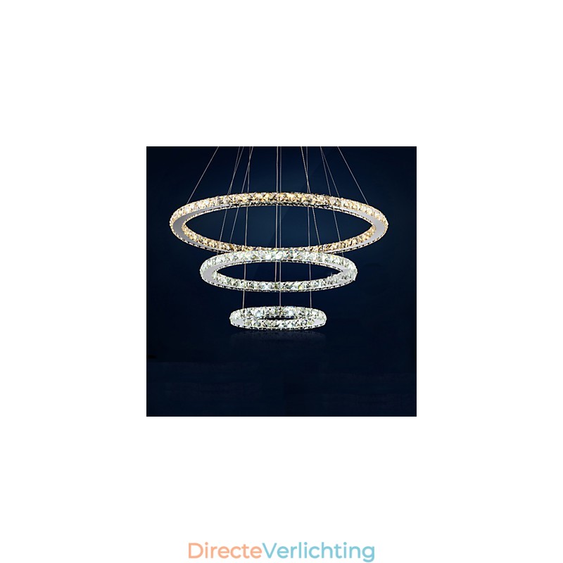 Hanglampen Amber en Helder K9 Kristallen Kroonluchter Verlichting met 3 Ringen