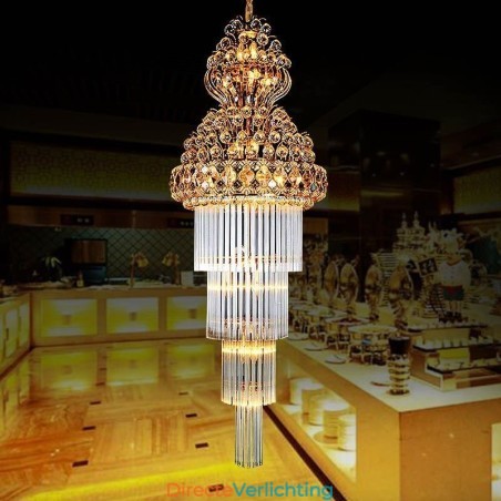 Retro Crystal Empire Kroonluchter Luxe Lange Hanglamp Retro Crystal Empire Kroonluchter Luxe Lange Hanglamp