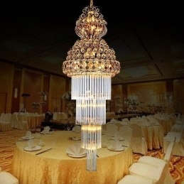 Retro Crystal Empire Kroonluchter Luxe Lange Hanglamp