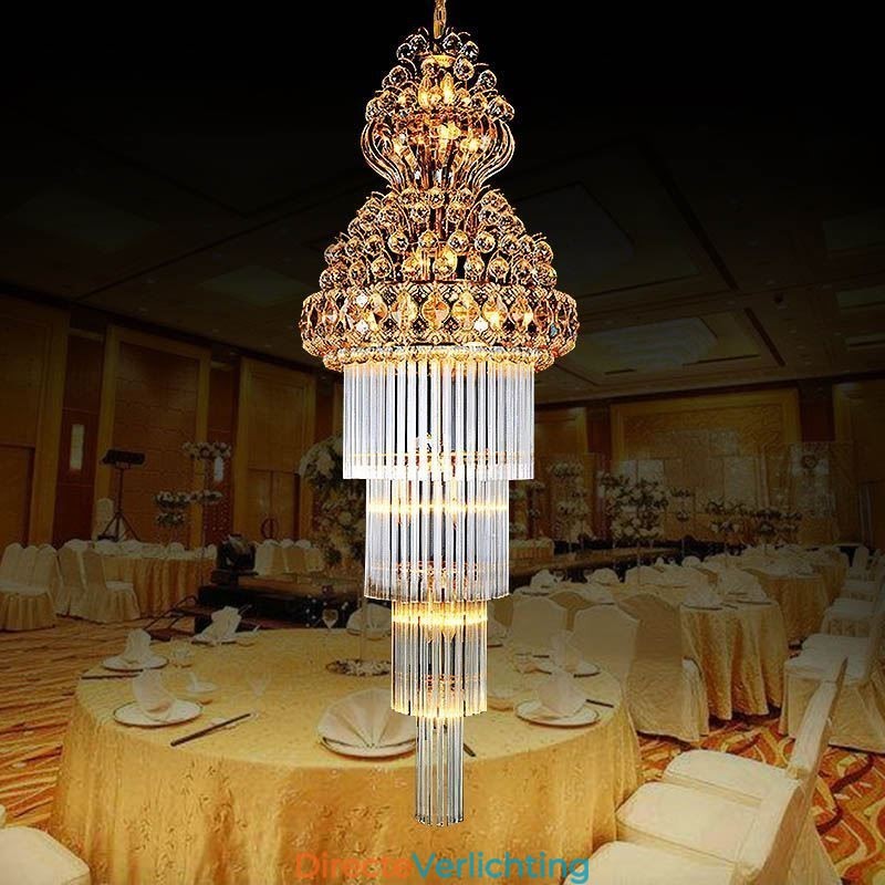 Retro Crystal Empire Kroonluchter Luxe Lange Hanglamp