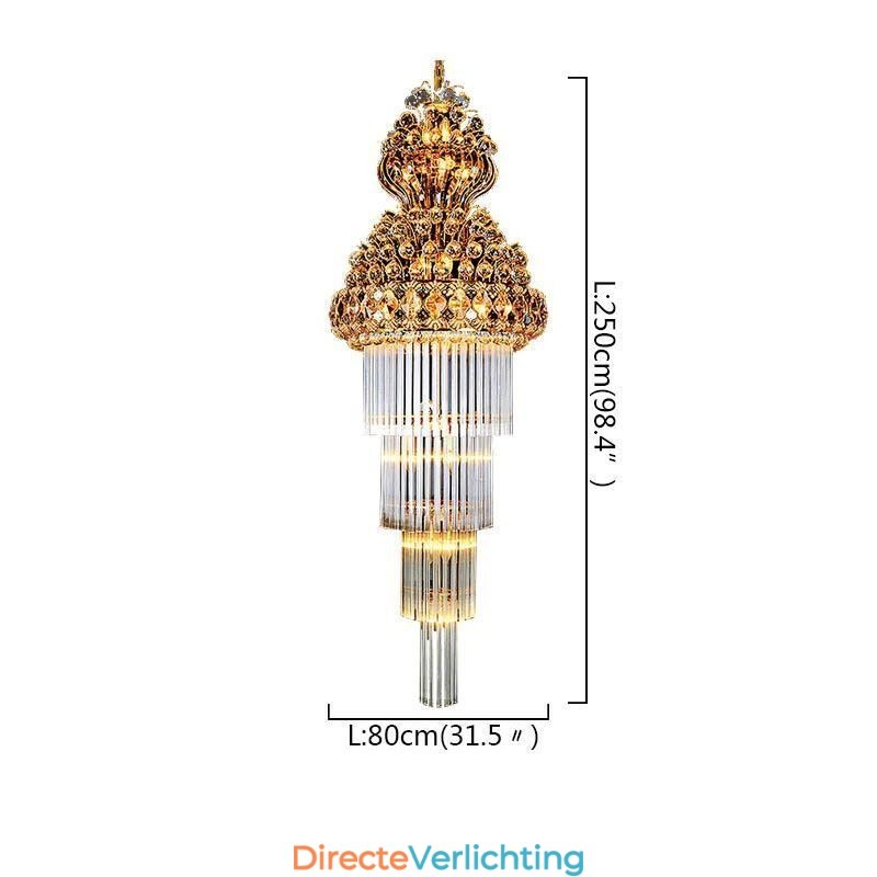 Retro Crystal Empire Kroonluchter Luxe Lange Hanglamp