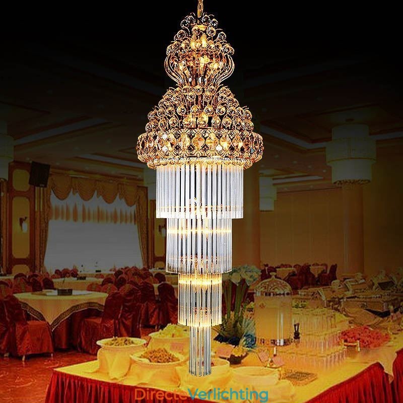 Retro Crystal Empire Kroonluchter Luxe Lange Hanglamp