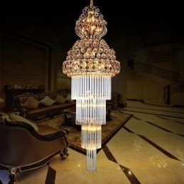 Retro Crystal Empire Kroonluchter Luxe Lange Hanglamp