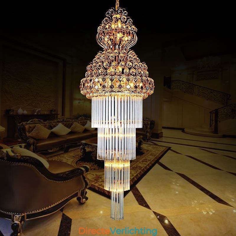 Retro Crystal Empire Kroonluchter Luxe Lange Hanglamp