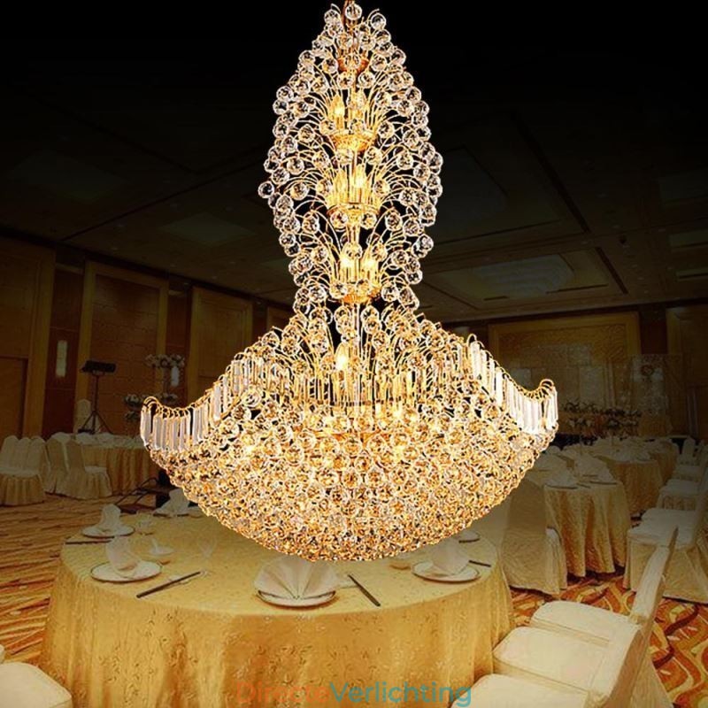 Europese Kristallen Empire Kroonluchter Grote Gouden Hanglamp