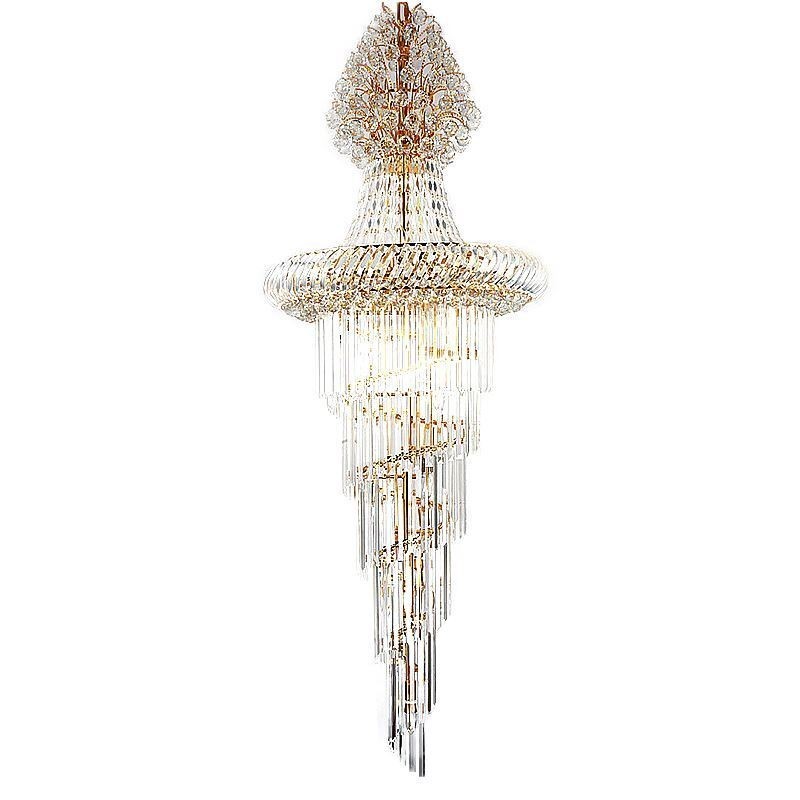 Luxe Kristallen Kroonluchter Moderne Europese Sierlijke Lange Hanglamp Duplex Trap