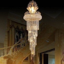 Elegante kristallen kroonluchter moderne eenvoudige lange hanglamp duplex trap