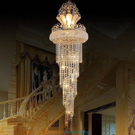 Elegante kristallen kroonluchter moderne eenvoudige lange hanglamp duplex trap Elegante kristallen kroonluchter moderne eenvoudige lange hanglamp duplex trap
