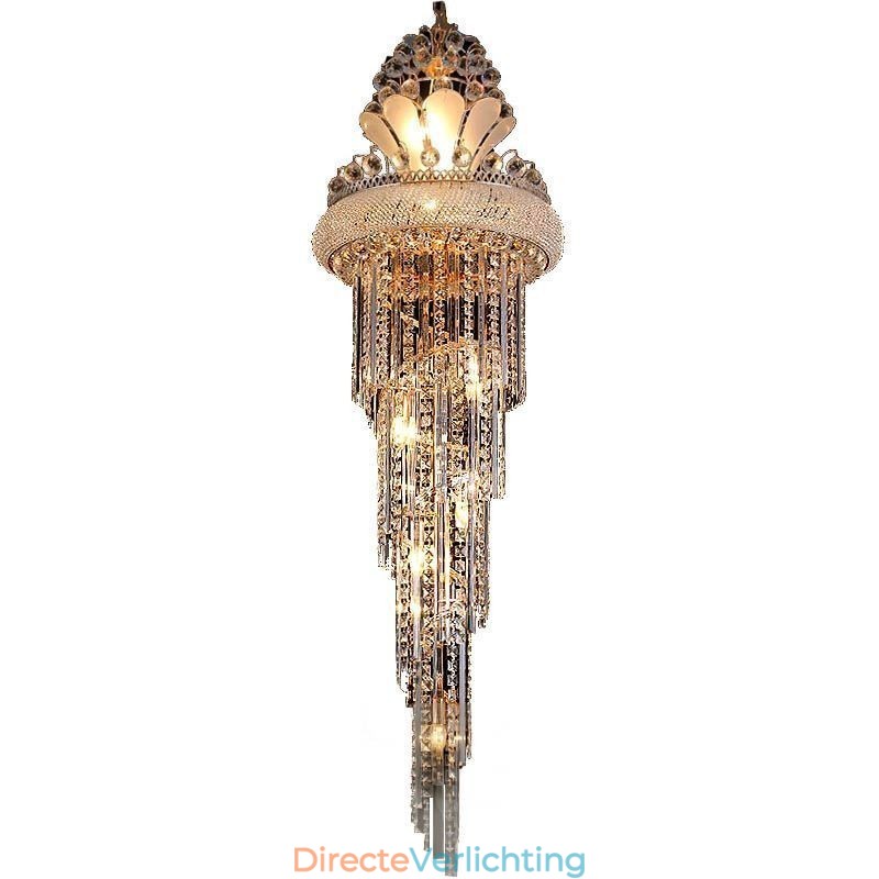 Elegante kristallen kroonluchter moderne eenvoudige lange hanglamp duplex trap