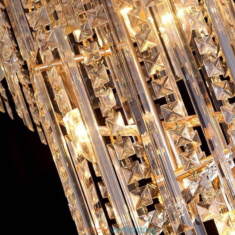 Elegante kristallen kroonluchter moderne eenvoudige lange hanglamp duplex trap