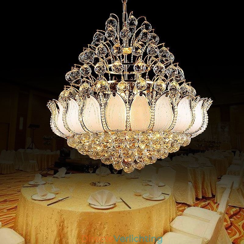 Hedendaagse kristallen Empire kroonluchter goudkleurige hanglamp Lotus