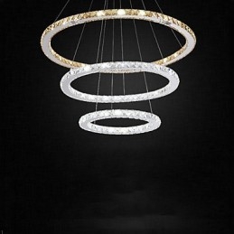 Hanglampen Amber en Helder K9 Kristallen Kroonluchter Verlichting met 3 Ringen