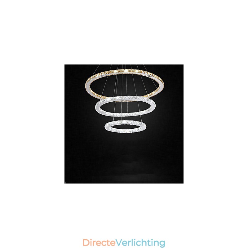 Hanglampen Amber en Helder K9 Kristallen Kroonluchter Verlichting met 3 Ringen