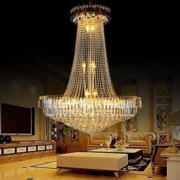 Elegante kristallen kroonluchter Europese hanglamp Lange hangende kroonluchter Duplex trap
