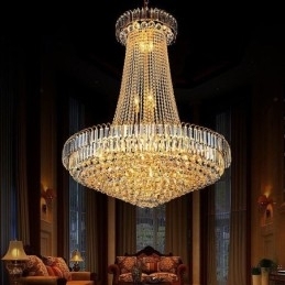 Elegante kristallen kroonluchter Europese hanglamp Lange hangende kroonluchter Duplex trap