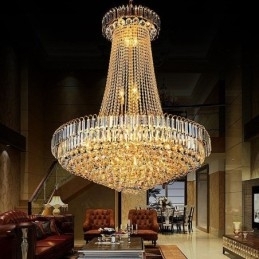 Elegante kristallen kroonluchter Europese hanglamp Lange hangende kroonluchter Duplex trap