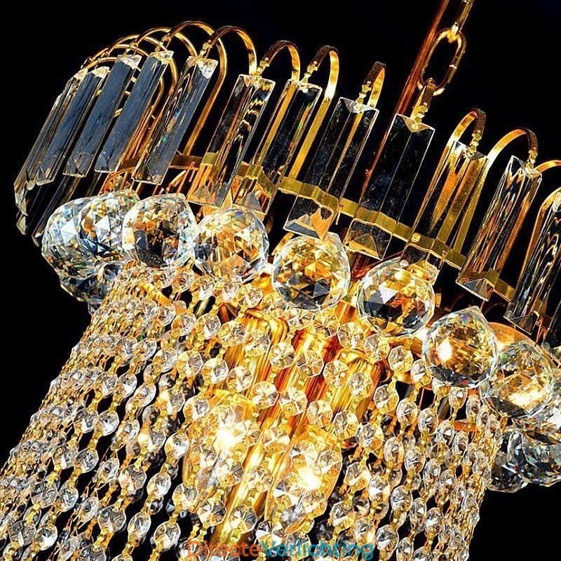 Elegante kristallen kroonluchter Europese hanglamp Lange hangende kroonluchter Duplex trap