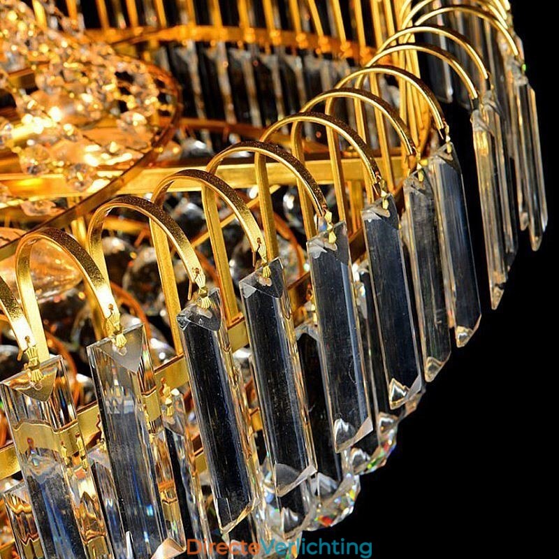 Elegante kristallen kroonluchter Europese hanglamp Lange hangende kroonluchter Duplex trap