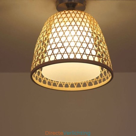 Bamboe Semi Flush Mount Creatieve Ronde Plafondlamp Vestibule Verlichting Bamboe Semi Flush Mount Creatieve Ronde Plafondlamp Vestibule Verlichting