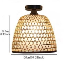 Bamboe Semi Flush Mount Creatieve Ronde Plafondlamp Vestibule Verlichting