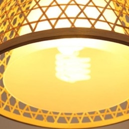 Bamboe Semi Flush Mount Creatieve Ronde Plafondlamp Vestibule Verlichting