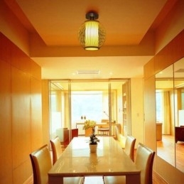 Unieke semi-flush mount creatieve ronde bamboe plafondlamp veranda verlichting