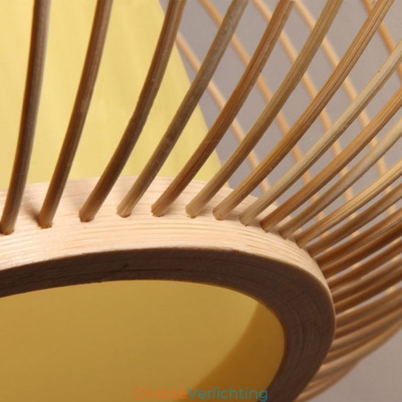 Unieke semi-flush mount creatieve ronde bamboe plafondlamp veranda verlichting