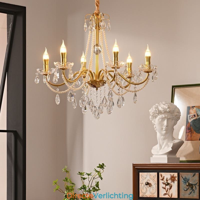 Amerikaanse kristallen hanglamp, landelijke stijl, creatieve ijzeren kunstplafondlamp