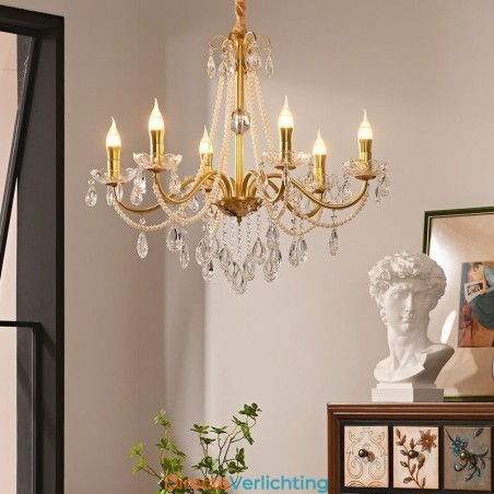 Amerikaanse kristallen hanglamp, landelijke stijl, creatieve ijzeren kunstplafondlamp Amerikaanse kristallen hanglamp, landelijke stijl, creatieve ijzeren kunstplafondlamp