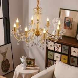 Amerikaanse kristallen hanglamp, landelijke stijl, creatieve ijzeren kunstplafondlamp