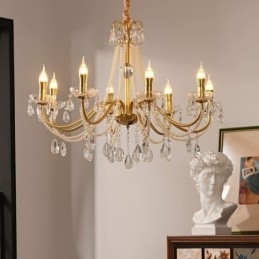 Amerikaanse kristallen hanglamp, landelijke stijl, creatieve ijzeren kunstplafondlamp