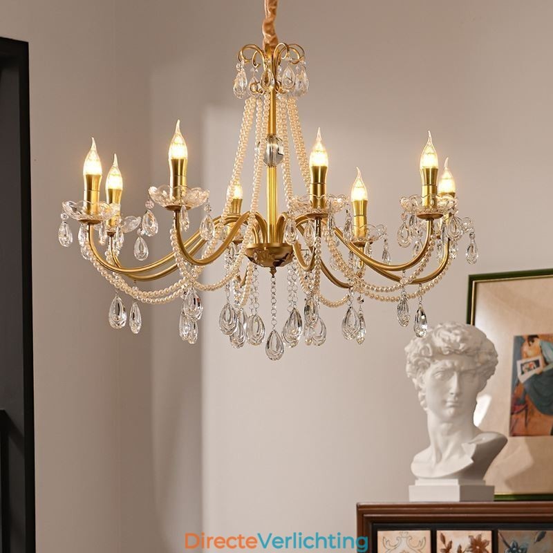 Amerikaanse kristallen hanglamp, landelijke stijl, creatieve ijzeren kunstplafondlamp
