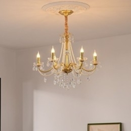 Amerikaanse kristallen hanglamp, landelijke stijl, creatieve ijzeren kunstplafondlamp