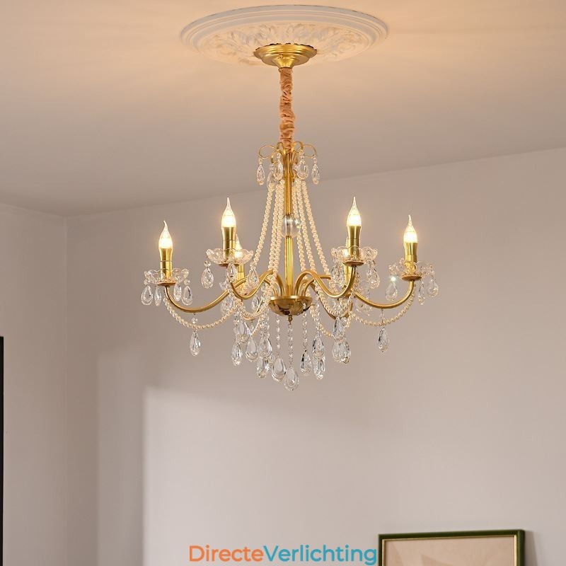 Amerikaanse kristallen hanglamp, landelijke stijl, creatieve ijzeren kunstplafondlamp