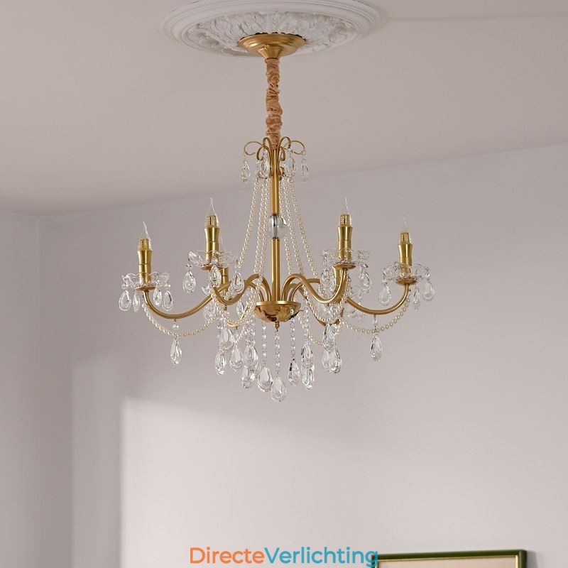 Amerikaanse kristallen hanglamp, landelijke stijl, creatieve ijzeren kunstplafondlamp