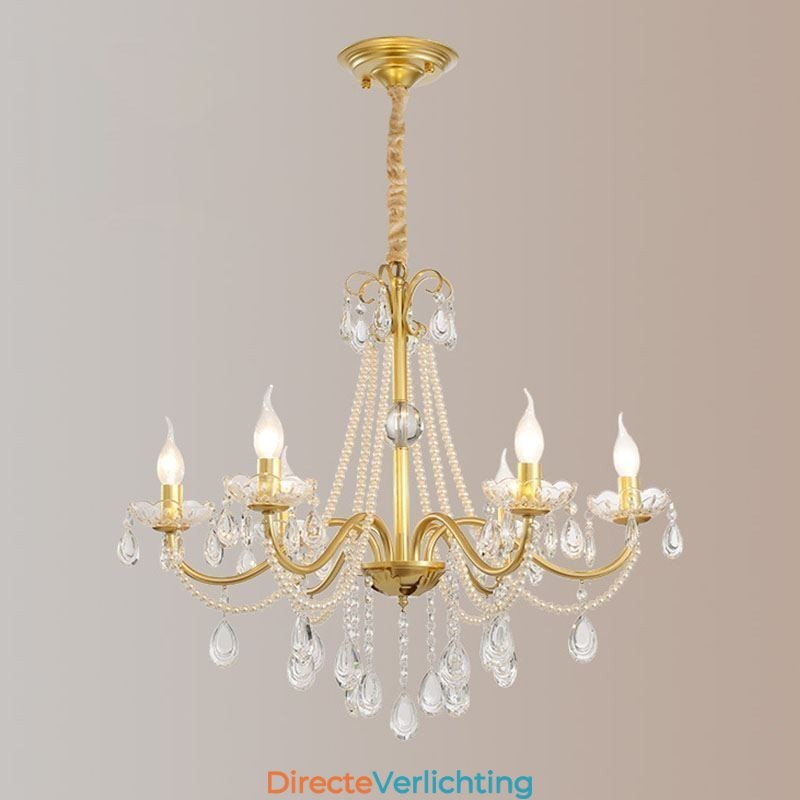 Amerikaanse kristallen hanglamp, landelijke stijl, creatieve ijzeren kunstplafondlamp